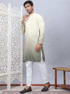 Men's Yellow Ombre Printed Kurta Pyjama Set-JOKP-5074Yellow