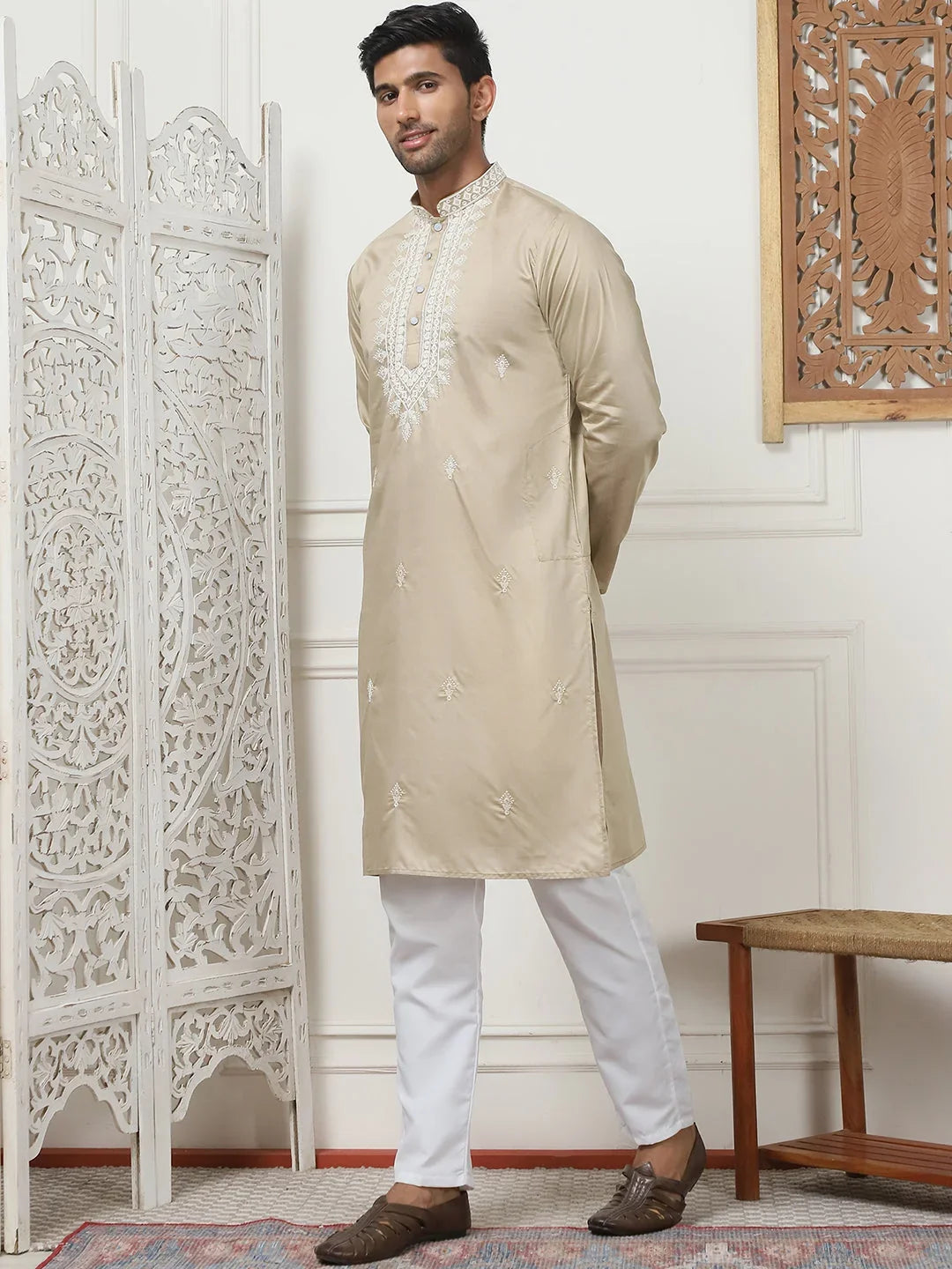 Beige Cotton Solid Indian Wear JOKP_P_5075Beige | DesiQlo