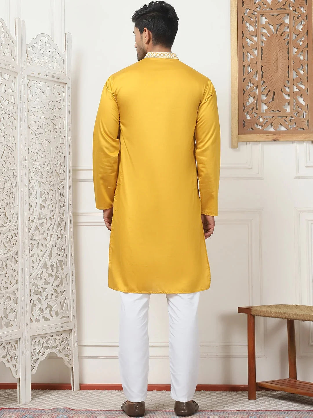 Yellow Cotton Solid Indian Wear JOKP_P_5075Mustard | DesiQlo