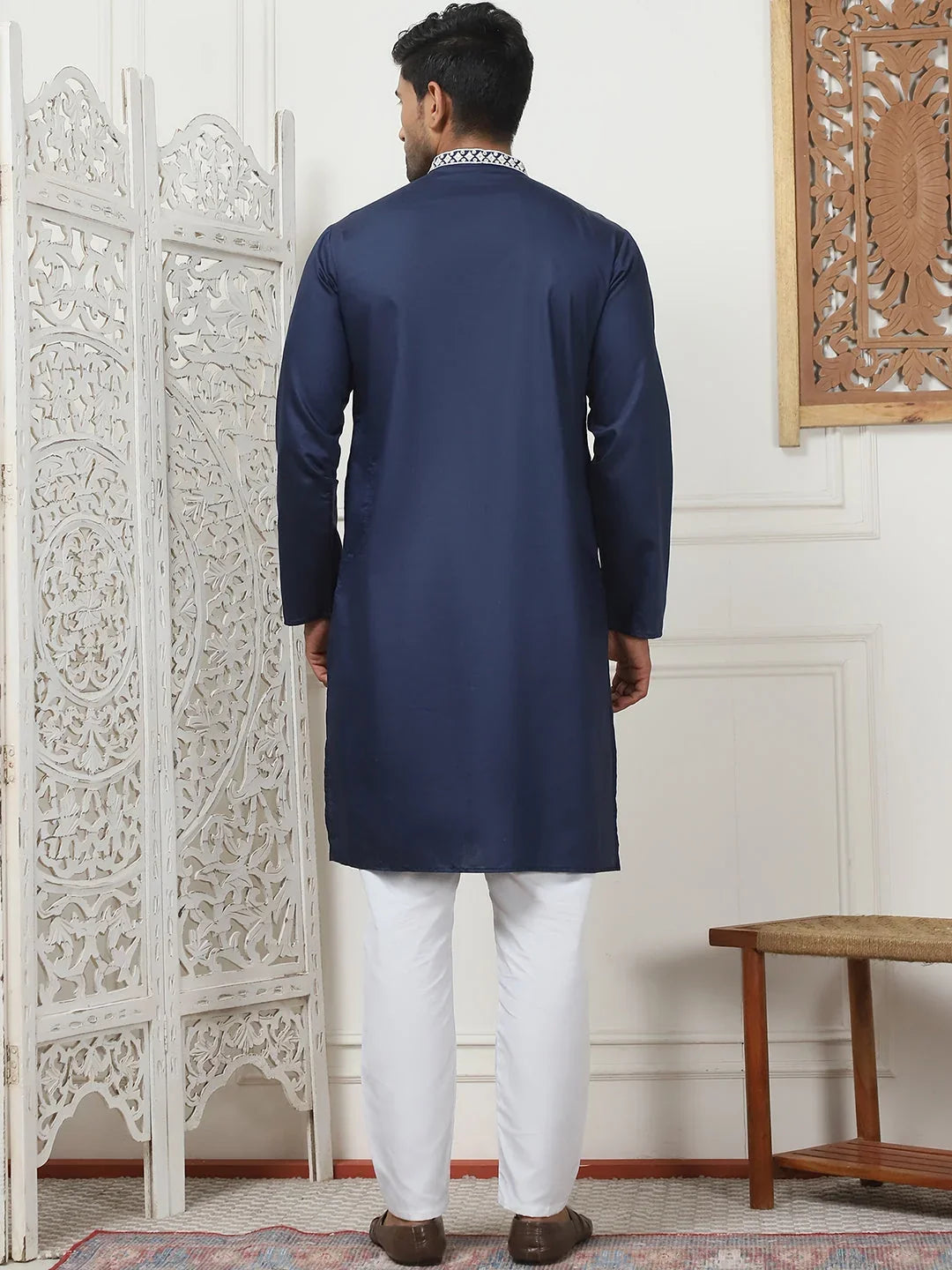 Collar Embroidered Styled & Sequin Kurta With Pyjama-JOKP-P
