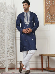 Collar Embroidered Styled & Sequin Kurta With Pyjama-JOKP-P