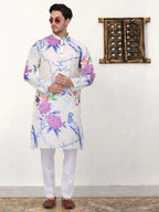 Men's Animal Solid Printed Pure Cotton Straight Kurta Pyjama Set-JOKP-P