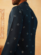 Embroidered & Sequin Cotton Blend Kurtas-KO-5085Peacock