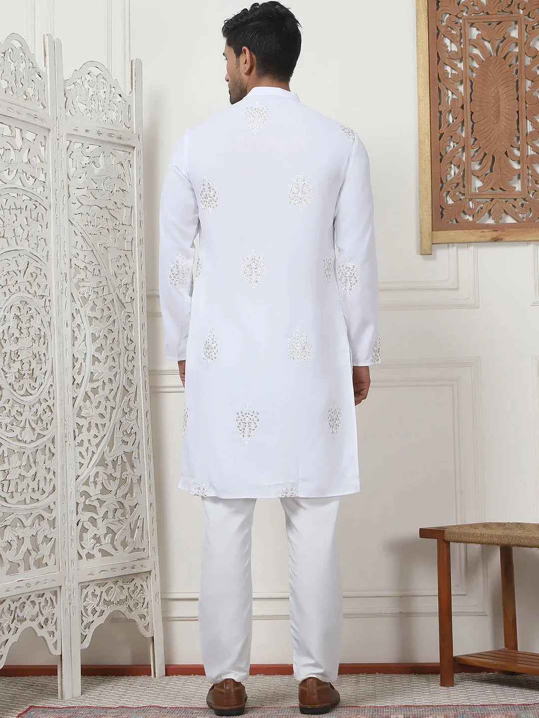 Embroidered Viscose Rayon Straight Kurta Pyjama Set-JOKP-P
