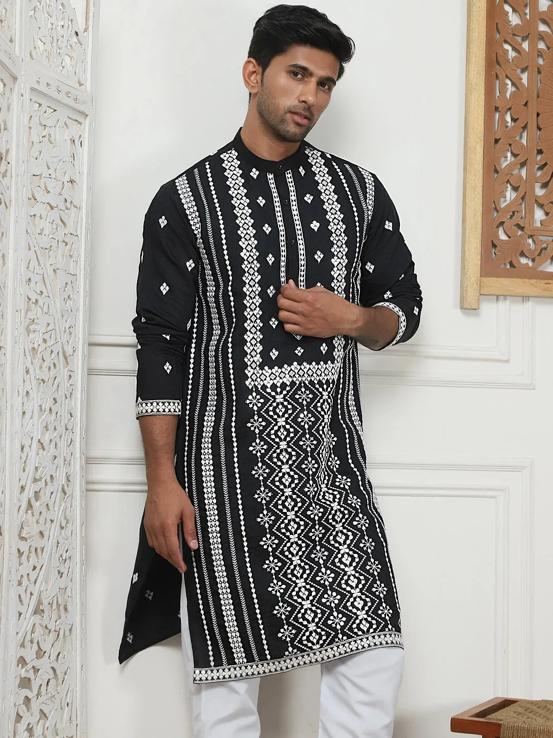 Black Silk Solid Indian Wear JOKP_P_5087Black | DesiQlo