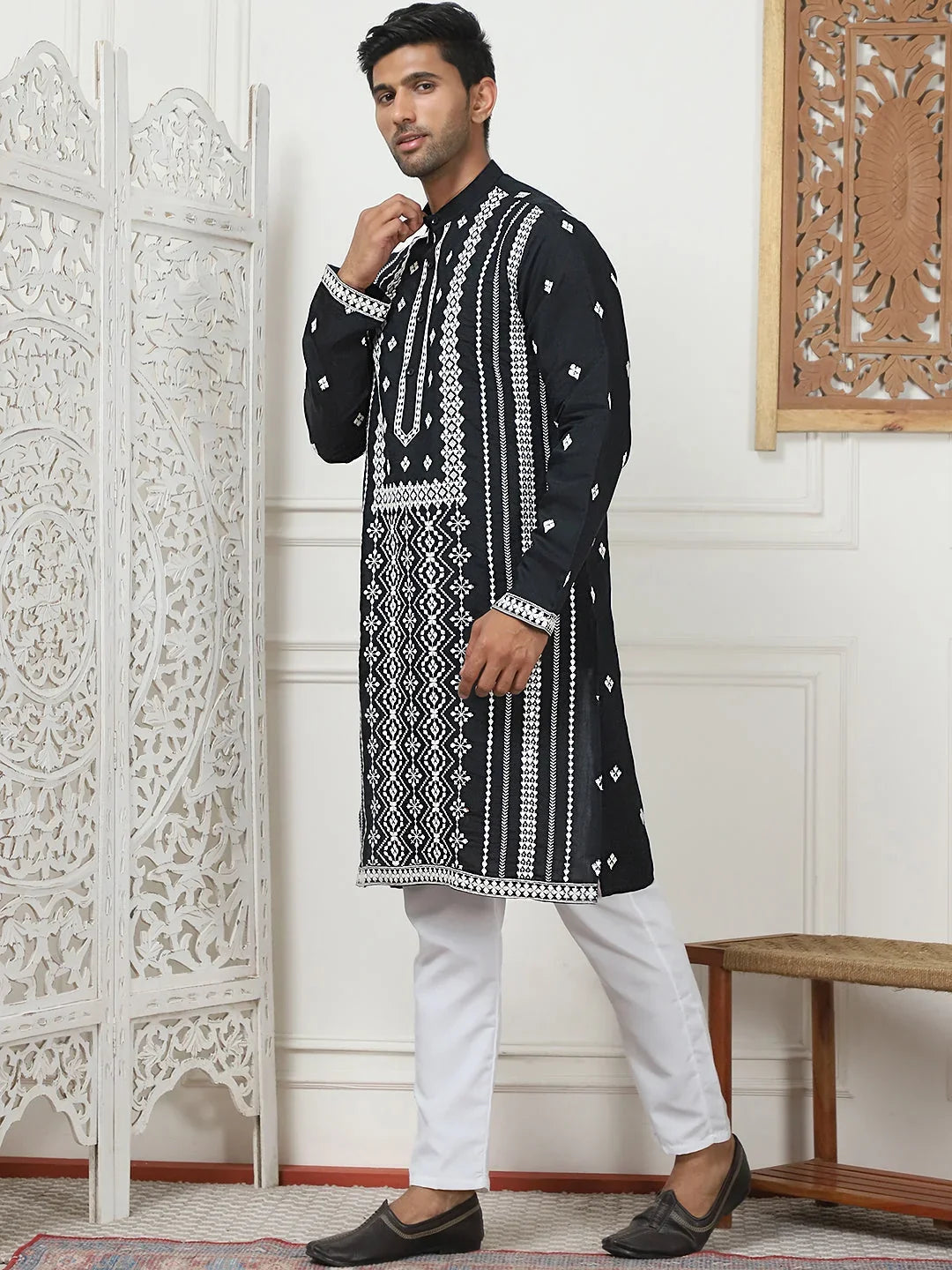 Black Silk Solid Indian Wear JOKP_P_5087Black | DesiQlo