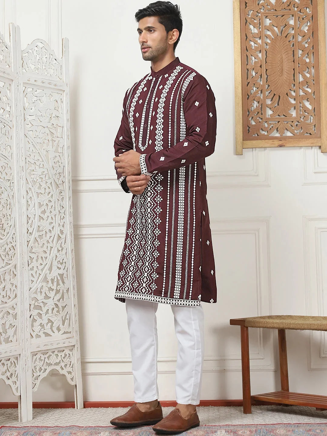 Purple Silk Solid Indian Wear JOKP_P_5087Wine | DesiQlo