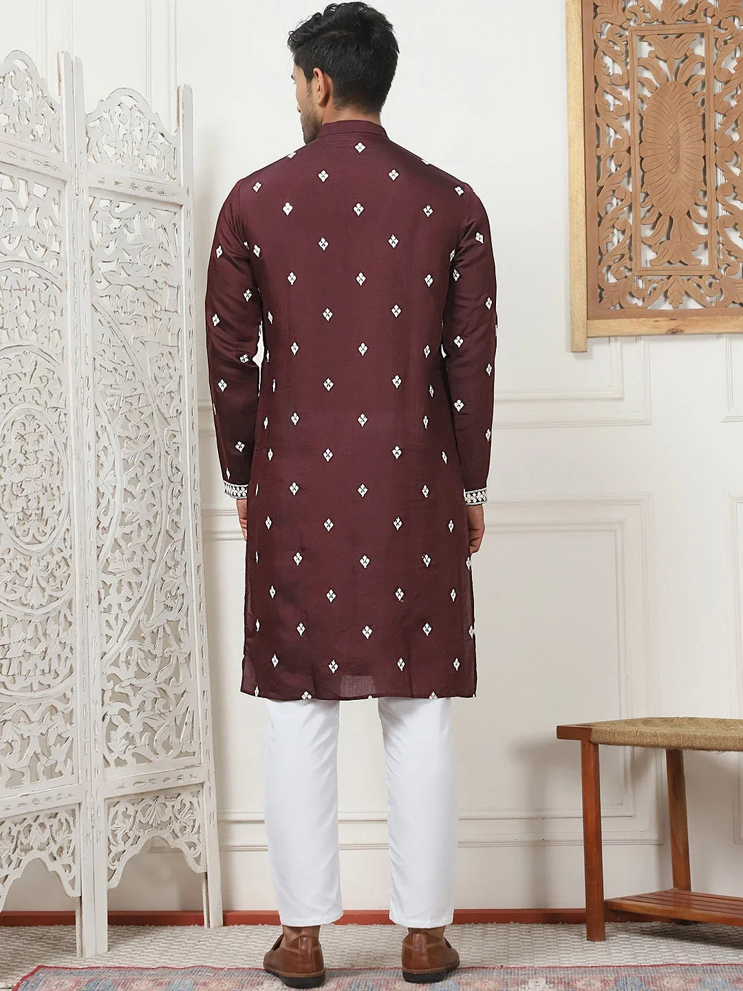 Purple Silk Solid Indian Wear JOKP_P_5087Wine | DesiQlo
