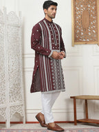 Embroidered & Sequin Cotton Blend Kurta Pyjama Sets-JOKP-P