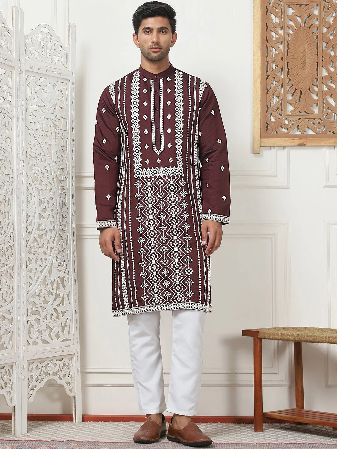 Purple Silk Solid Indian Wear JOKP_P_5087Wine | DesiQlo
