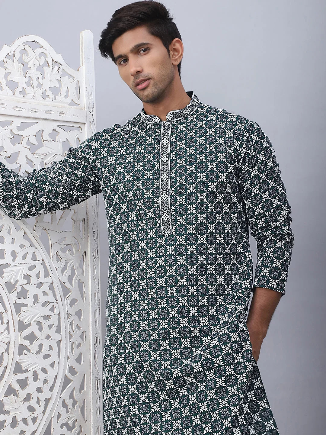 Green Rayon Solid Indian Wear JOKP_5092Olive | DesiQlo