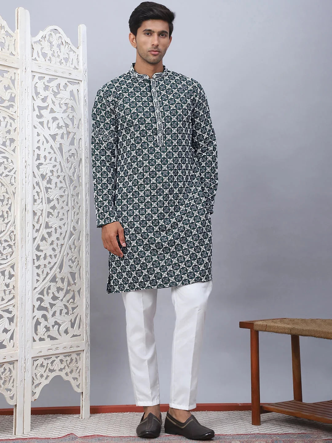 Green Rayon Solid Indian Wear JOKP_5092Olive | DesiQlo