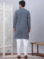 Embroidered Kurta Pyjama for Men-JOKP-5092Peacock