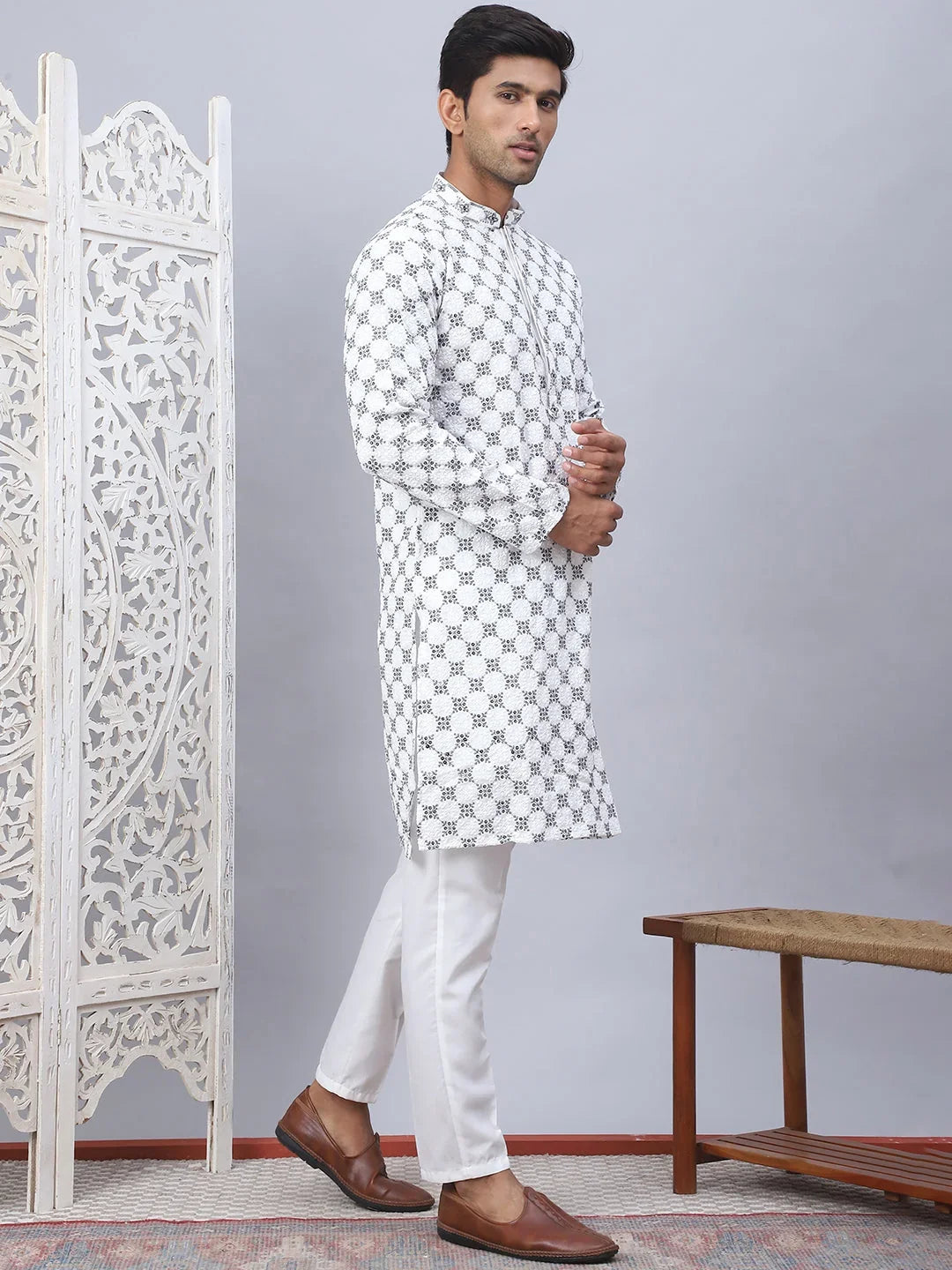 White Rayon Solid Indian Wear JOKP_5092White | DesiQlo