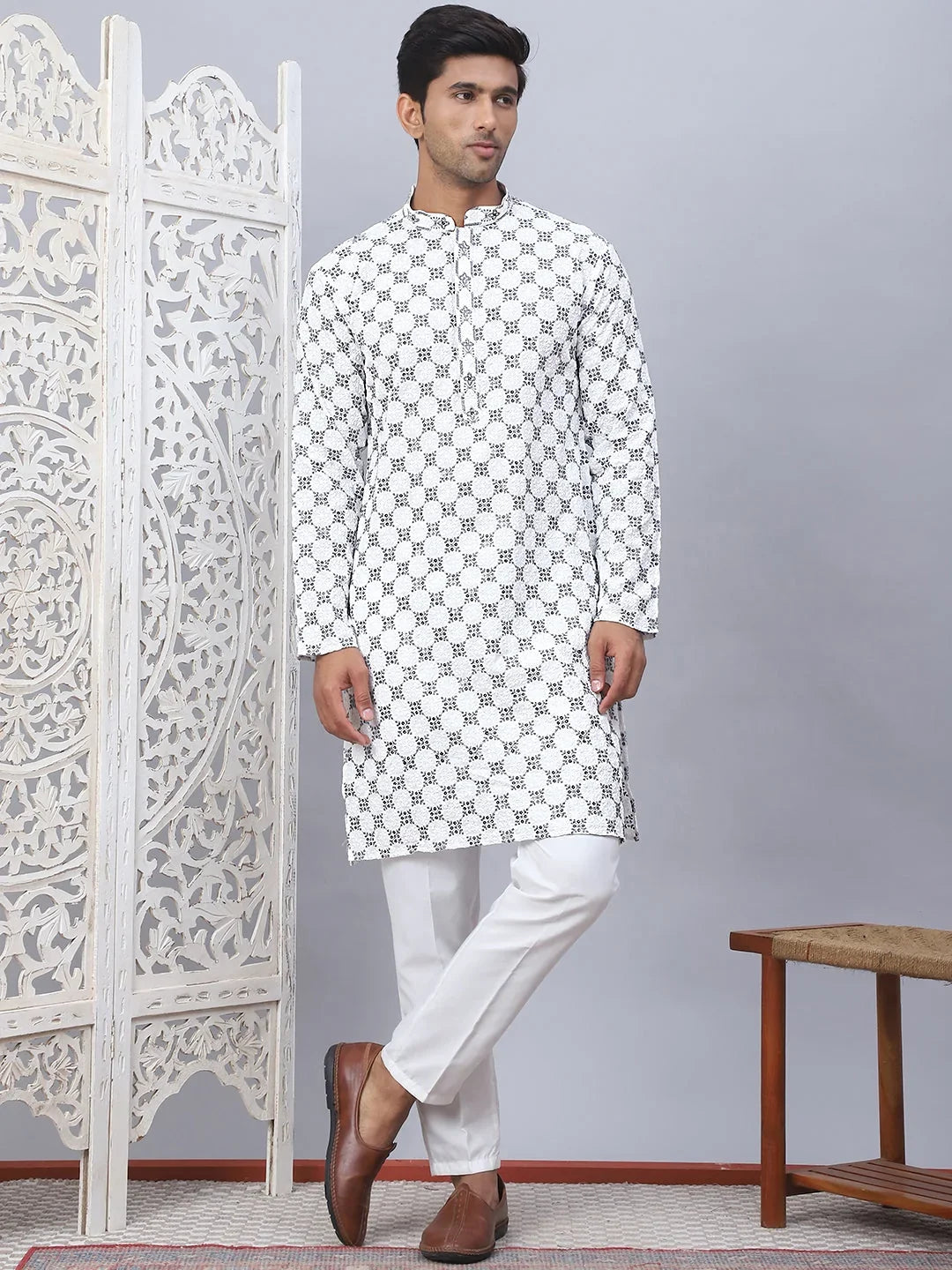 White Rayon Solid Indian Wear JOKP_5092White | DesiQlo