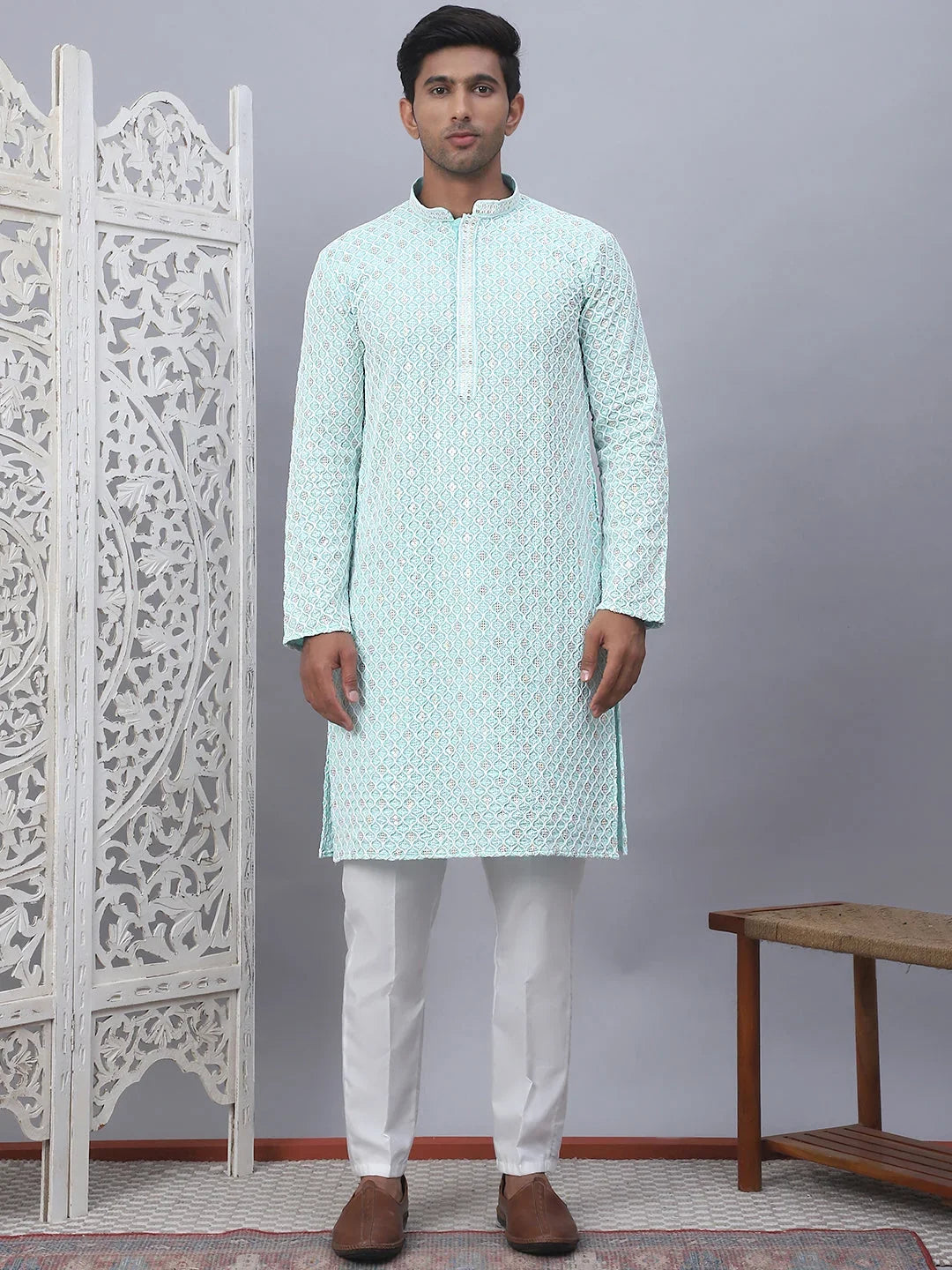 Blue Cotton Solid Indian Wear JOKP_5094Sky | DesiQlo