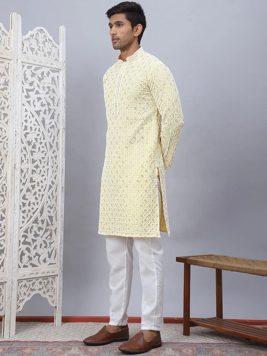 Yellow Cotton Solid Indian Wear JOKP_5094Yellow | DesiQlo