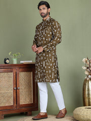 Embroidered Silk Blend Straight Kurta Pyjama ( JOKP 5126Mehndi ) [FF] [F8]