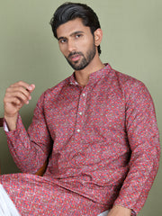 Embroidered and Printed Cotton Blend Kurta Pyjama ( JOKP 5142Maroon ) [FF] [C-3]