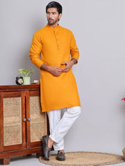 Solid Cotton Kurta Set for Men ( JOKP 5144Mustard )