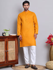 Solid Cotton Kurta Set for Men ( JOKP 5144Mustard )