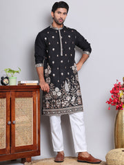 Floral Embroidered and Sequins Kurta Set ( JOKP 5147Black ) [FF] [Q-15-17]