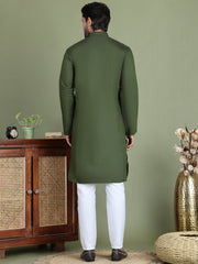 Embroidered Straight Kurta Pyjama Set ( JOKP 5150Olive ) [FF] [J-3-4]