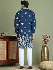 Floral Embroidered and Sequins Kurta Set ( JOKP 5151Peacock ) [FF] [O-9]