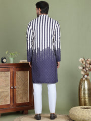 Striped Kurta Pyjama Set For Men ( JOKP 5152Charcoal ) [FF] [J-3-4]