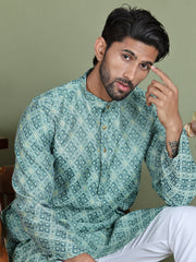 Blue Woven Design Straight Kurta Pyjama Set ( JOKP 5153Blue ) [FF] [P-5]