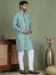 Blue Woven Design Straight Kurta Pyjama Set ( JOKP 5153Blue ) [FF] [P-5]