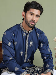 Floral Embroidered and Sequins Kurta Set ( JOKP 5155Navy ) [FF] [P-5-6]