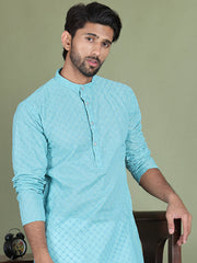 Chikankari Pure Cotton Kurta with Churidar ( JOKP 5158Sky ) [FF] [N-1]