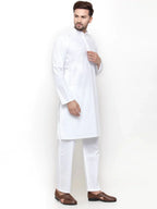 Men White Solid Kurta with Pyjamas-JOKP-555