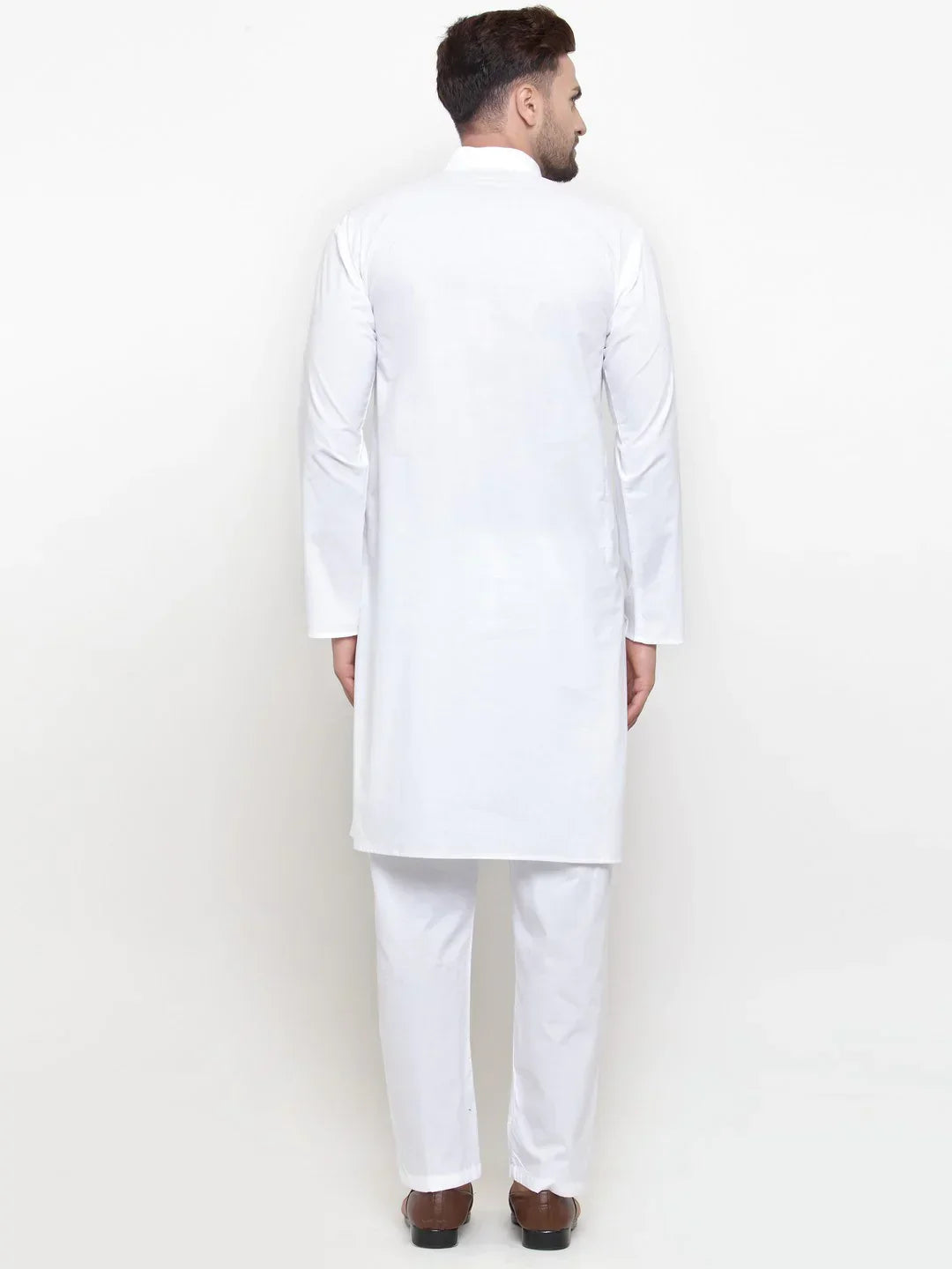 Men White Solid Kurta with Pyjamas-JOKP-555