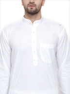 Men White Solid Kurta with Pyjamas-JOKP-555