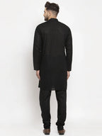 Men Black Chikan Kurta with Churidar ( JOKP 561 Black )-JOKP-561
