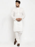 Men Cream Chikan Kurta with Churidar ( JOKP 561 Cream )-JOKP-561