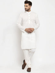 Men Cream Chikan Kurta with Churidar ( JOKP 561 Cream )-JOKP-561