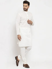 Men Cream Chikan Kurta with Churidar ( JOKP 561 Cream )-JOKP-561
