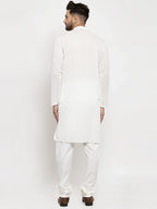 Men Cream Chikan Kurta with Churidar ( JOKP 561 Cream )-JOKP-561