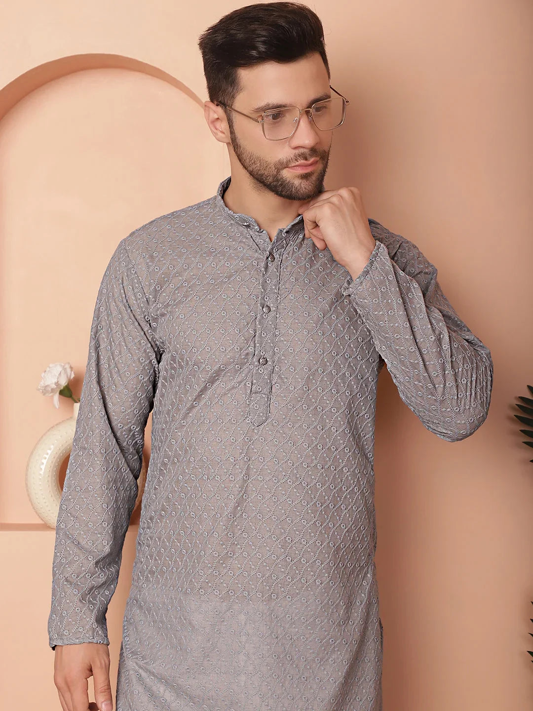 Grey Cotton Solid Indian Wear JOKP_561Grey | DesiQlo