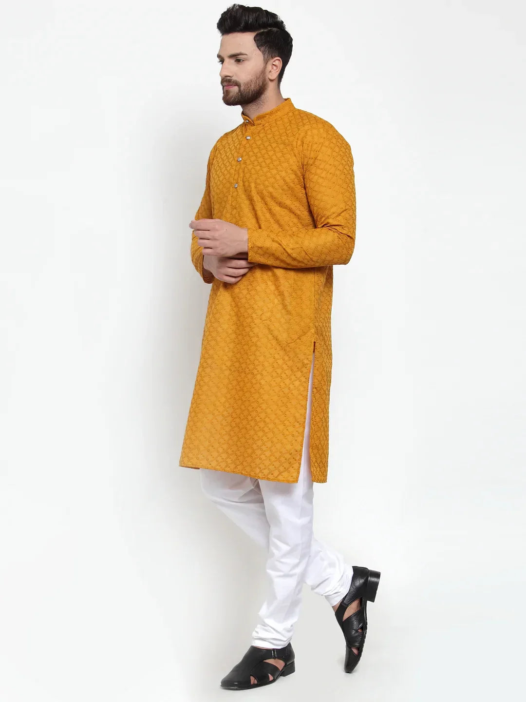 Yellow Cotton Solid Indian Wear JOKP_561Mustard | DesiQlo