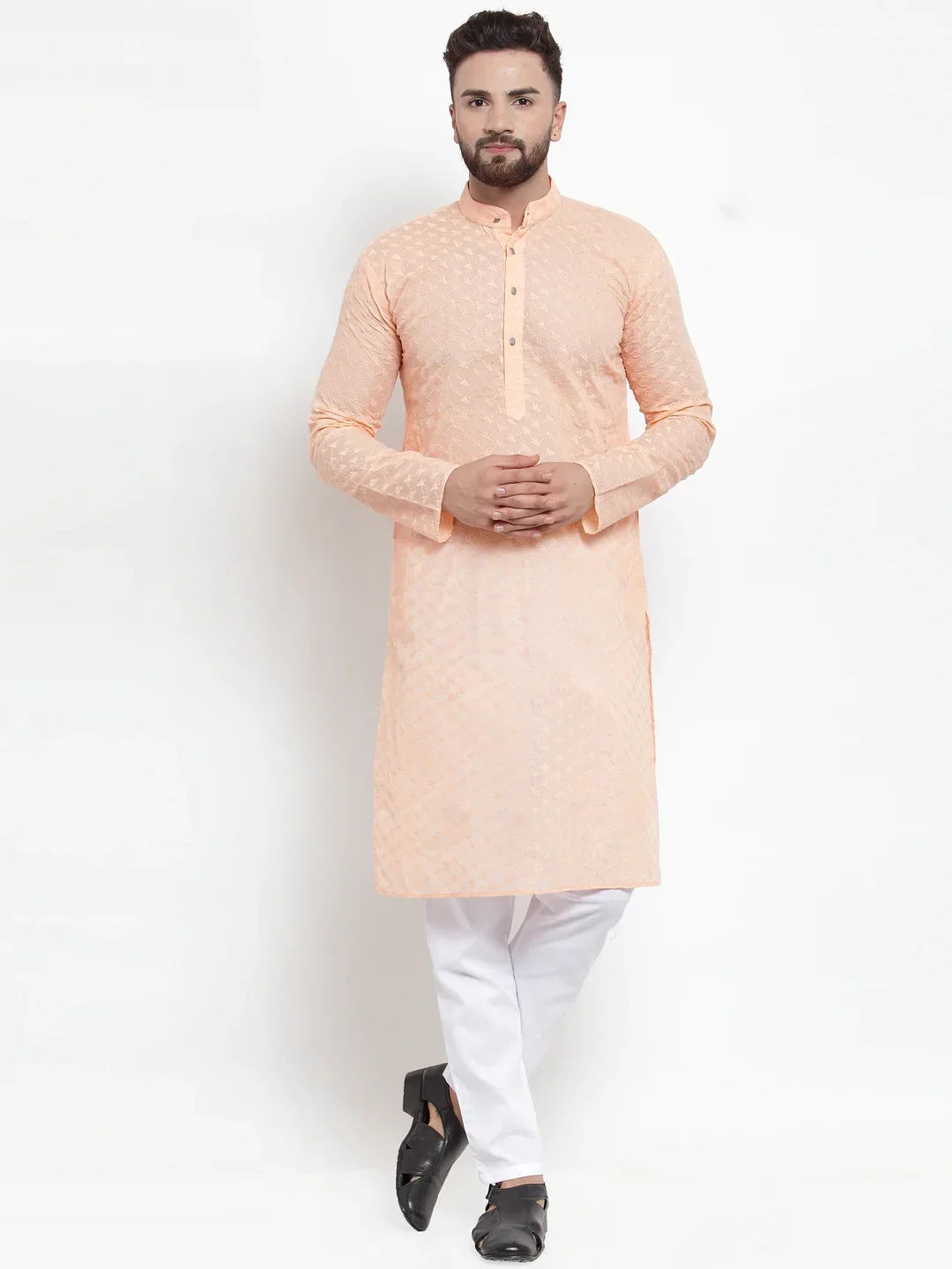 Orange Cotton Solid Indian Wear for Men | DesiQlo India