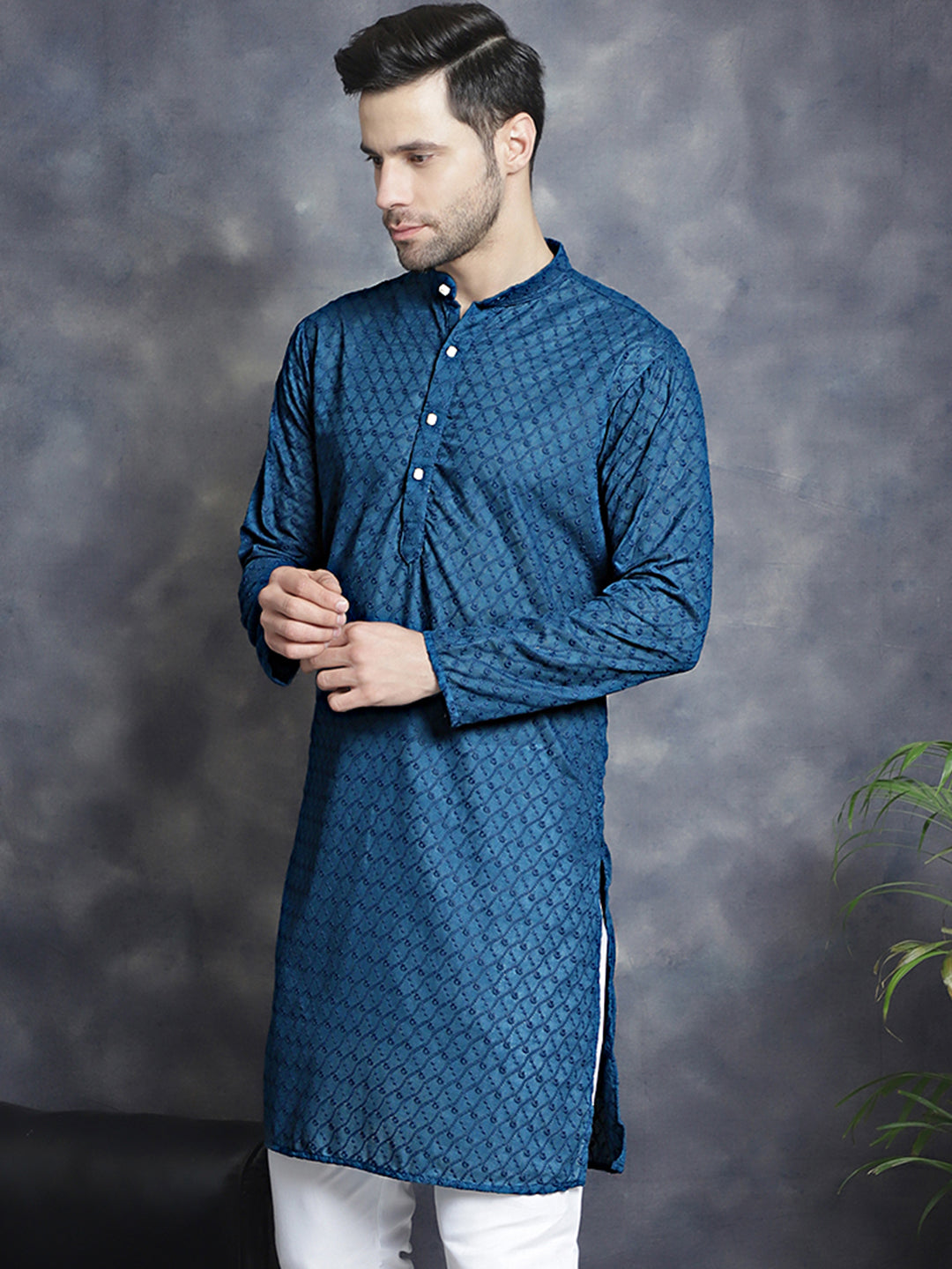 Multi Cotton Solid Indian Wear KO_561Peacock | DesiQlo