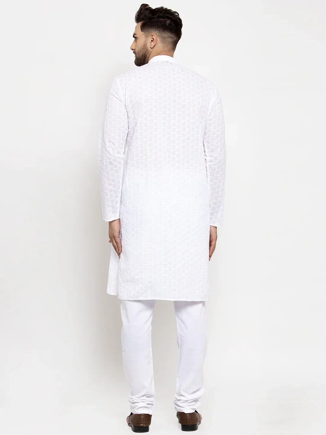 Chikankari Pure Cotton Kurta with Churidar-JOKP-561White