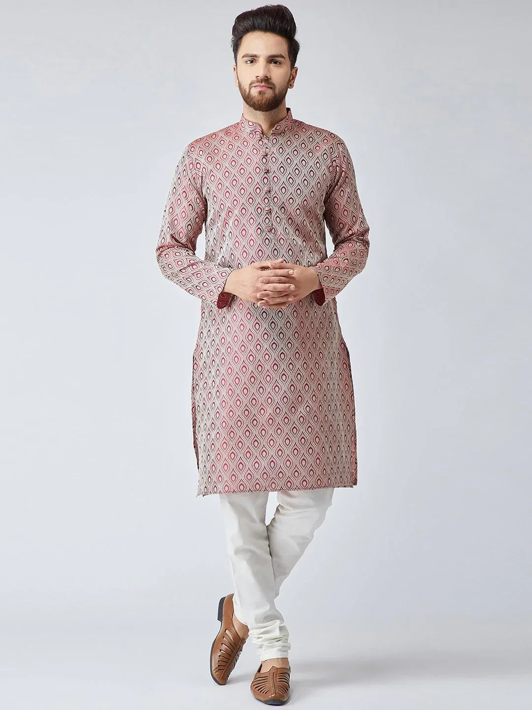 Maroon Cotton Solid Indian Wear for Men | DesiQlo India