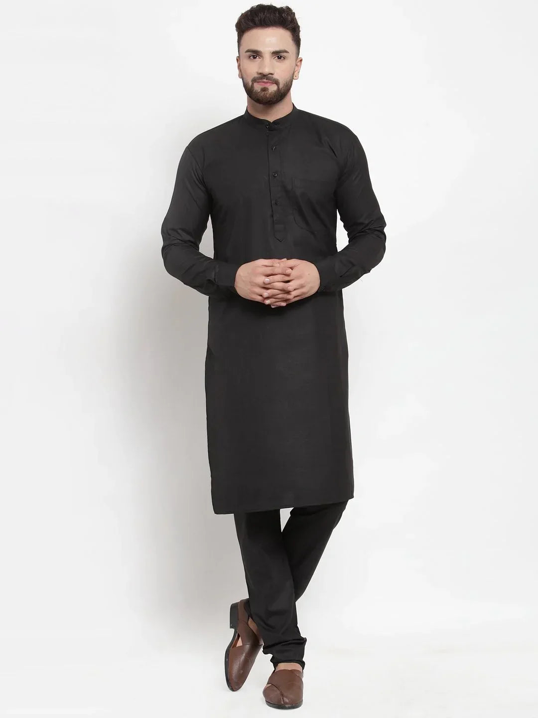 Black Cotton Solid Indian Wear JOKP_592Black | DesiQlo