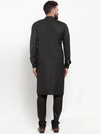 Men Black Solid Kurta with Churidar ( JOKP 592 Black )-JOKP-592