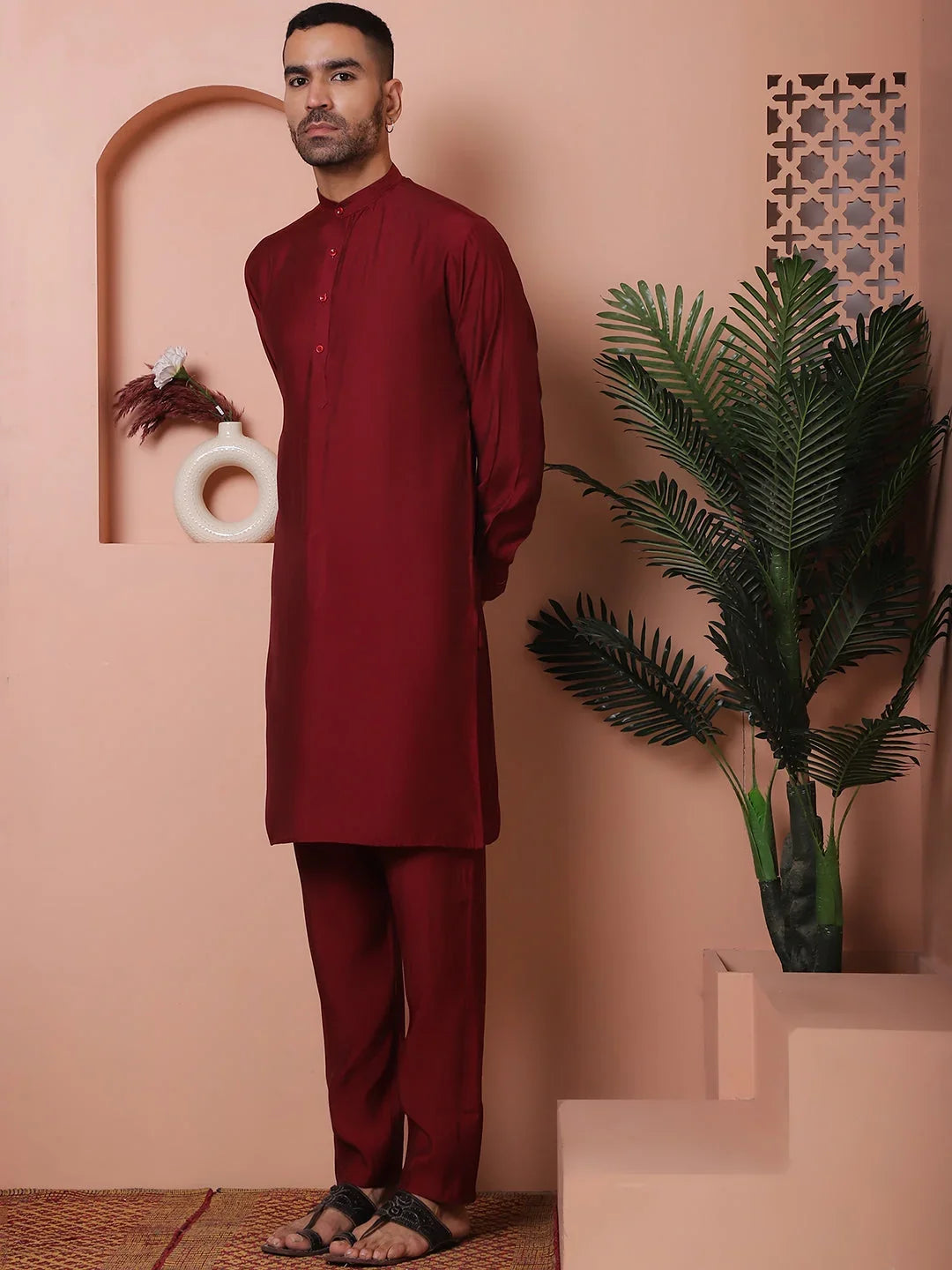 Maroon Cotton Solid Indian Wear JOKP_592Maroon | DesiQlo